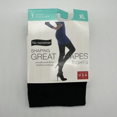 No nonsense Women's Black Opaque Shaping Tights Size XL